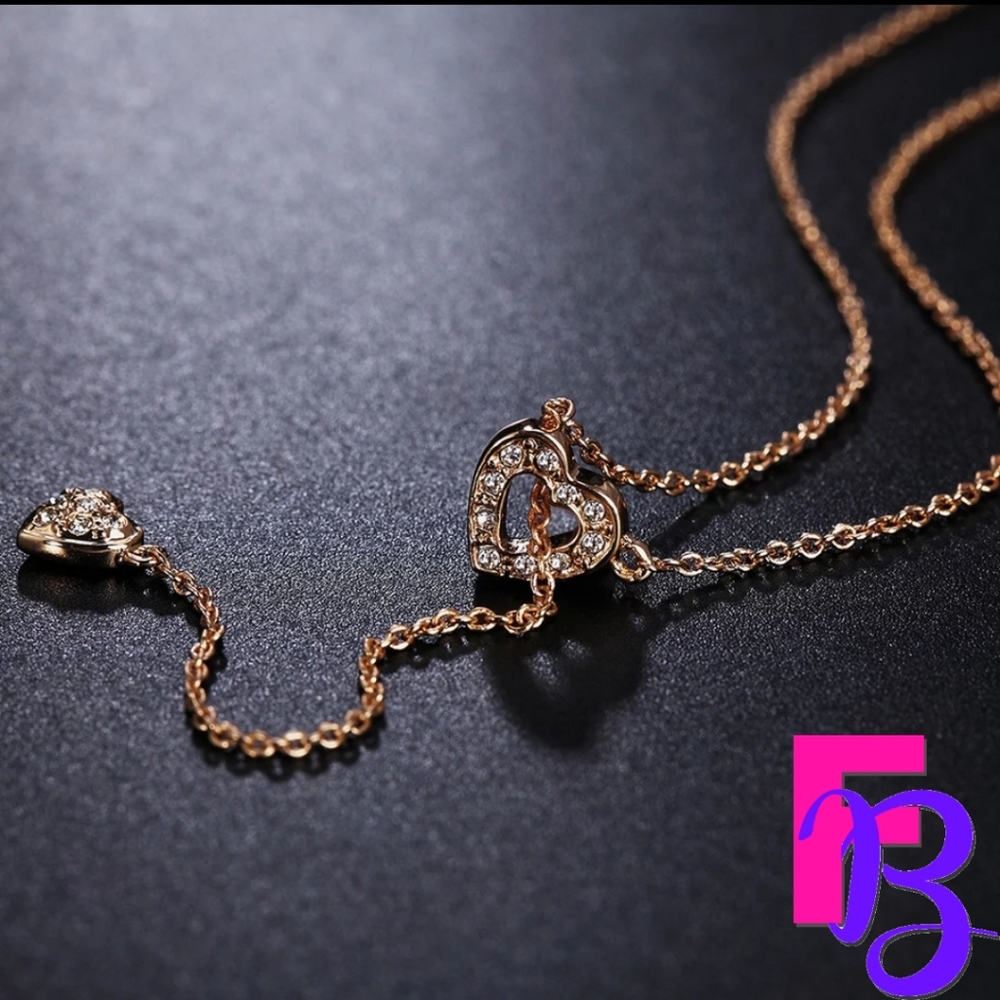 18k White Gold Double Heart CZ Pendant & Chain - Picture 3 of 11